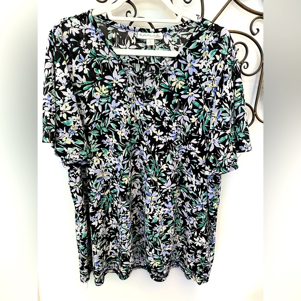 Emaline Short Flutter Sleeve Lightweight Blouse Size 2X VGUC